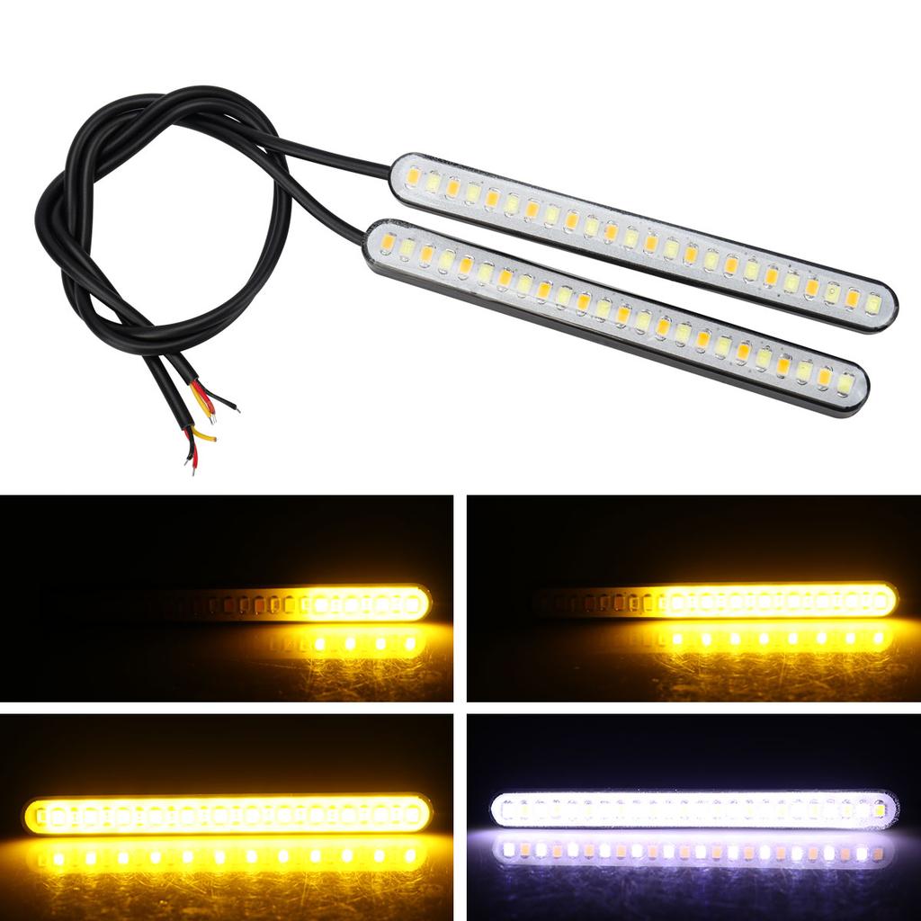 2x 24SMD LED Motorcycle Light Bar Strip Rear Tail Brake Stop Lamp License Plate Lights Flowing Turn Signal Indicators Universal