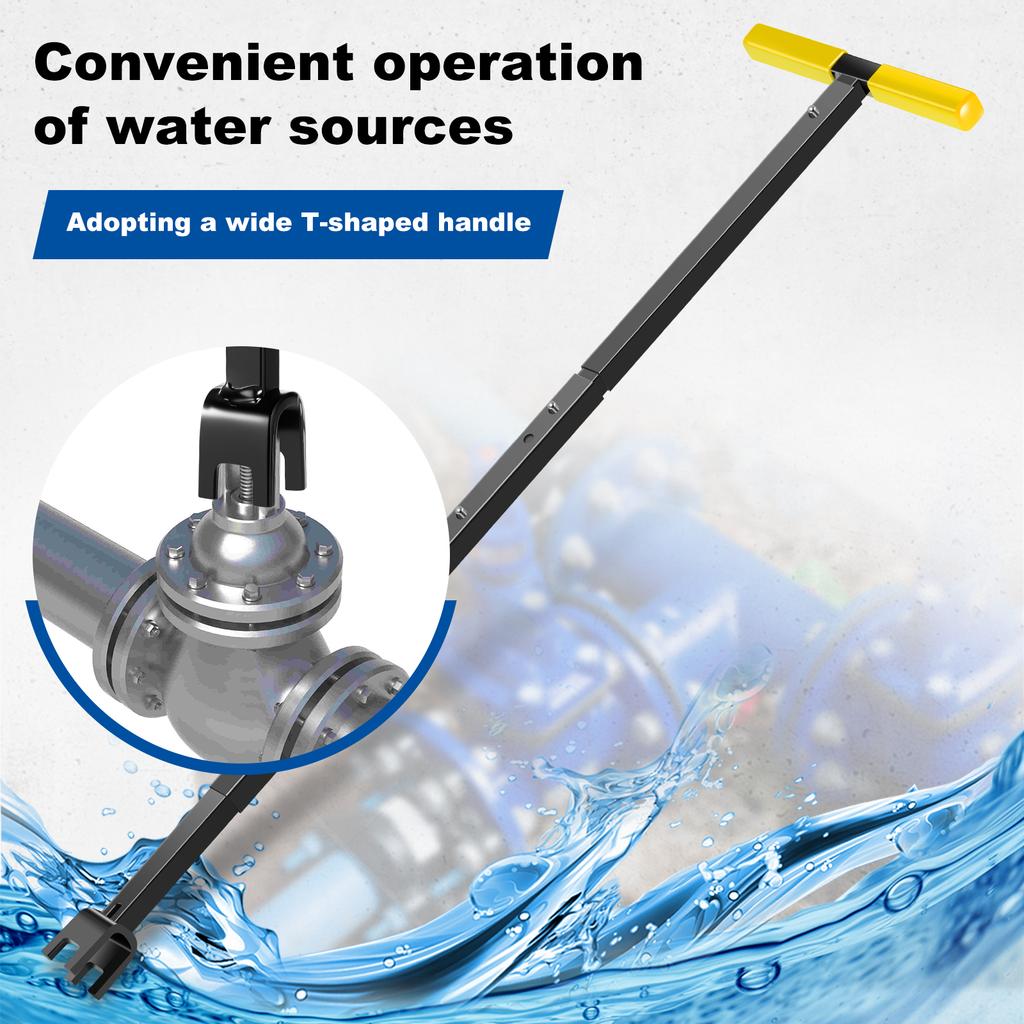 16-37 inch Water Meter Key Adjustable 4-Way Multi-Functional Utility Key Universal Cross Key T-handle Water Key Wrench for Meter