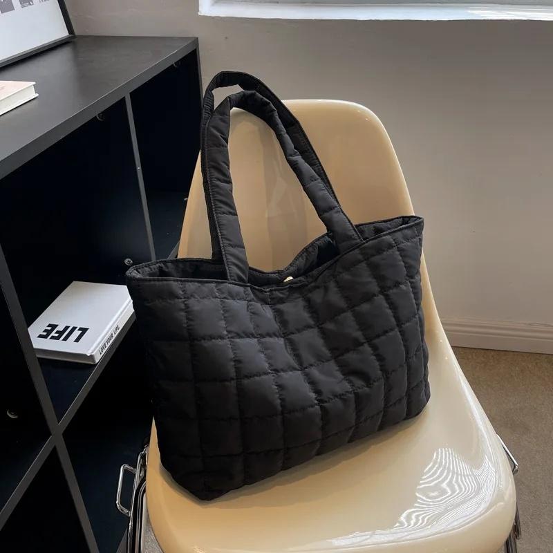 1 Pc Minimalist Quilted Puffy Tote Bag, Large Capacity Crossbody Bag, Trendy Padded Shoulder Bag For Women For Daily Commute