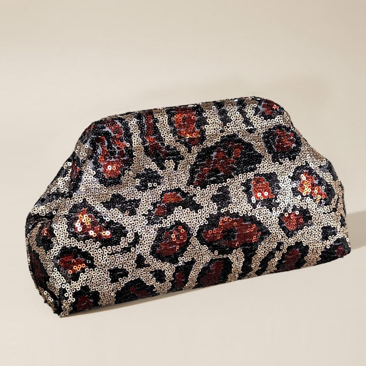

Leopard Sequined Cloud Dumpling Bag Sparkling Serpentine Women Handbags Luxury Party Wedding Evening Bags for Women Pouch Clutch