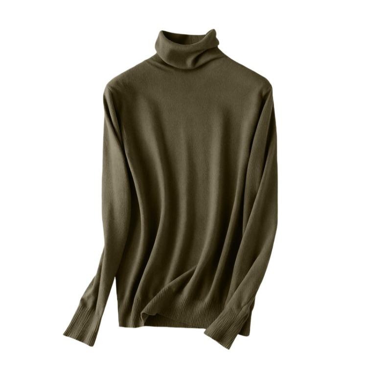 Womens Turtleneck Sweater Slim Fit Wool Long Sleeve Seamless Temperament