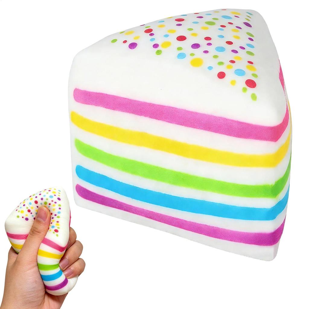 Rainbow Cake Stress Ball Fake Layer Cake Squeeze Relief Toy Dessert Soft Toy Releases Stress Artifact Novelty Gift for Kid Adult