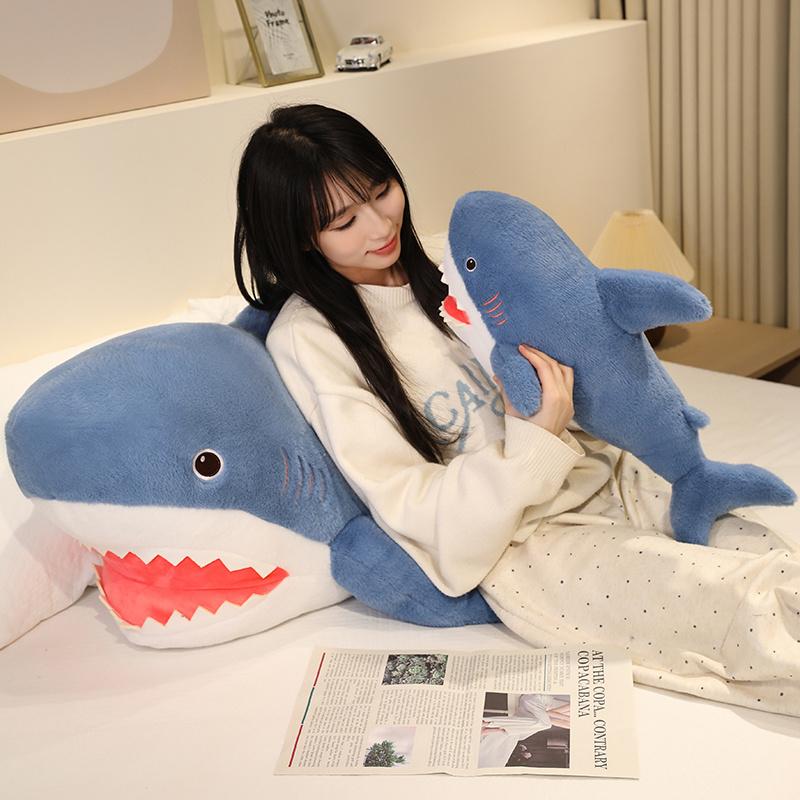 60-100cm Cute Blue Shark Doll Plush Toy Stuffed Soft Sea Animal Fish Pillow Appease Toys for Kids Girls Birthday Gifts Decor