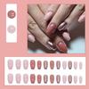 S.A.V.I 24 Pcs Pink Square Press-On Nails Set | Medium Length, Glossy & Glitter Artificial False Nails for Women & Girls | Long-Lasting, Easy To A