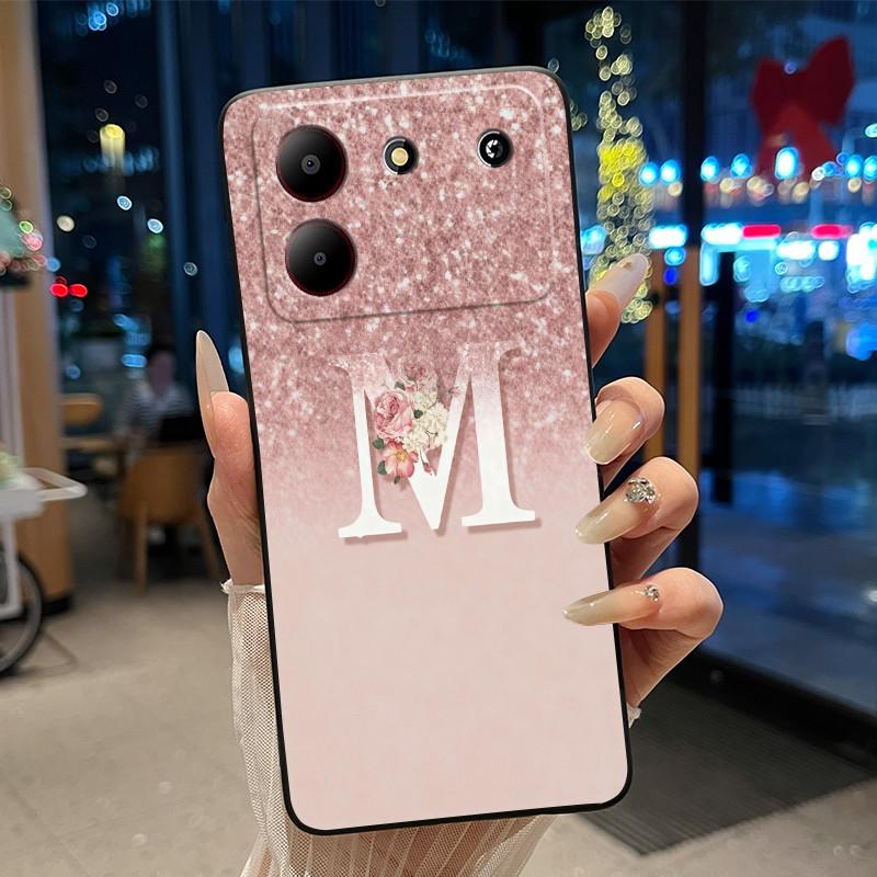 Case For ZTE Blade A54 4G Soft Silicone Black Shell ZTE Blade A54 4G Beautiful Letter Starry Sky Pattern Anti-scratch Cover