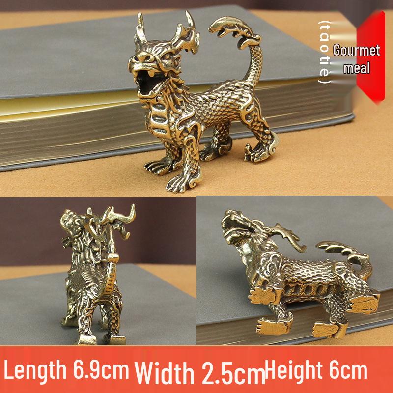 Brass Dragon Nine Sons Keychain and Yazi Taotie Car Ornament Gift
