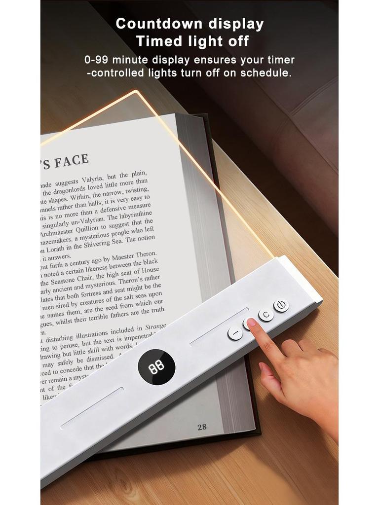 LED Bedside Reading Lamp with Timer - Eye Protection, Dimmable, Nightlight & Doodle Function