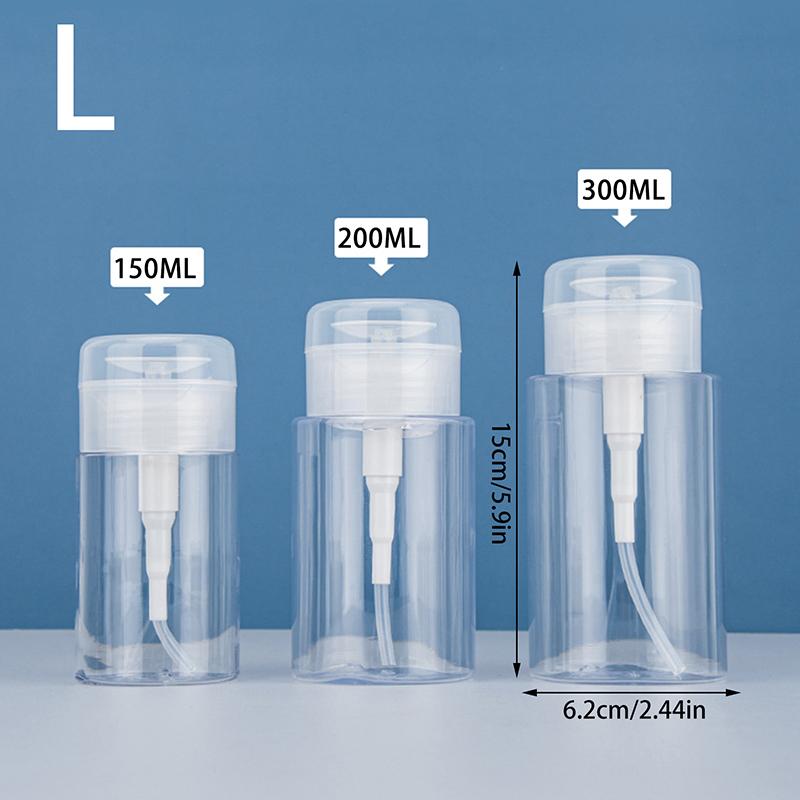 100/150/200ml Portable Travel Refillable Bottle Empty Plastic Nail Polish Remover Alcohol Liquid Press Pumping Dispenser Bottle