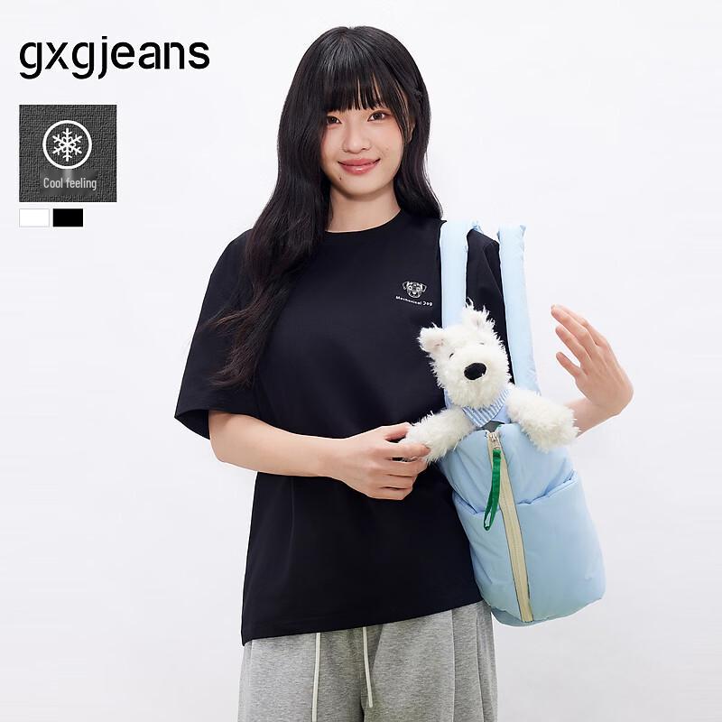 Мужская футболка GXGJEANS с принтом на спине, свободного кроя, с круглым вырезом M