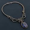 Blue Sapphire Necklace, Handmade Gemstone Necklace, 999 Copper Wire Wrapped Necklace Antique Jewelry, For Engagement Gift