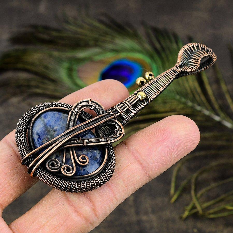 Sodalite Handmade Copper Wire Wrap Jewelry Pendant 3.94 A9e80
