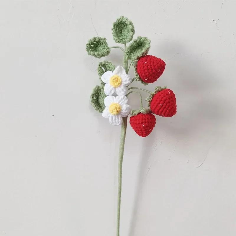 Hand Knitted Fruit Flower Faux Fruit Bouquet Lemon Blueberry Handmade Diy Faux Flower Bedroom Living Room Party Decoration Gifts