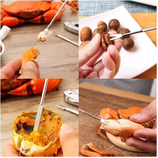 19 Pcs Seafood Tools Set, Crab Crackers And Tools Set, Include 4 Crab Crackers, 4 Shellfish/Seafood Forks, 4 Plastic Lobster Shellers, 4 Lobster Crab