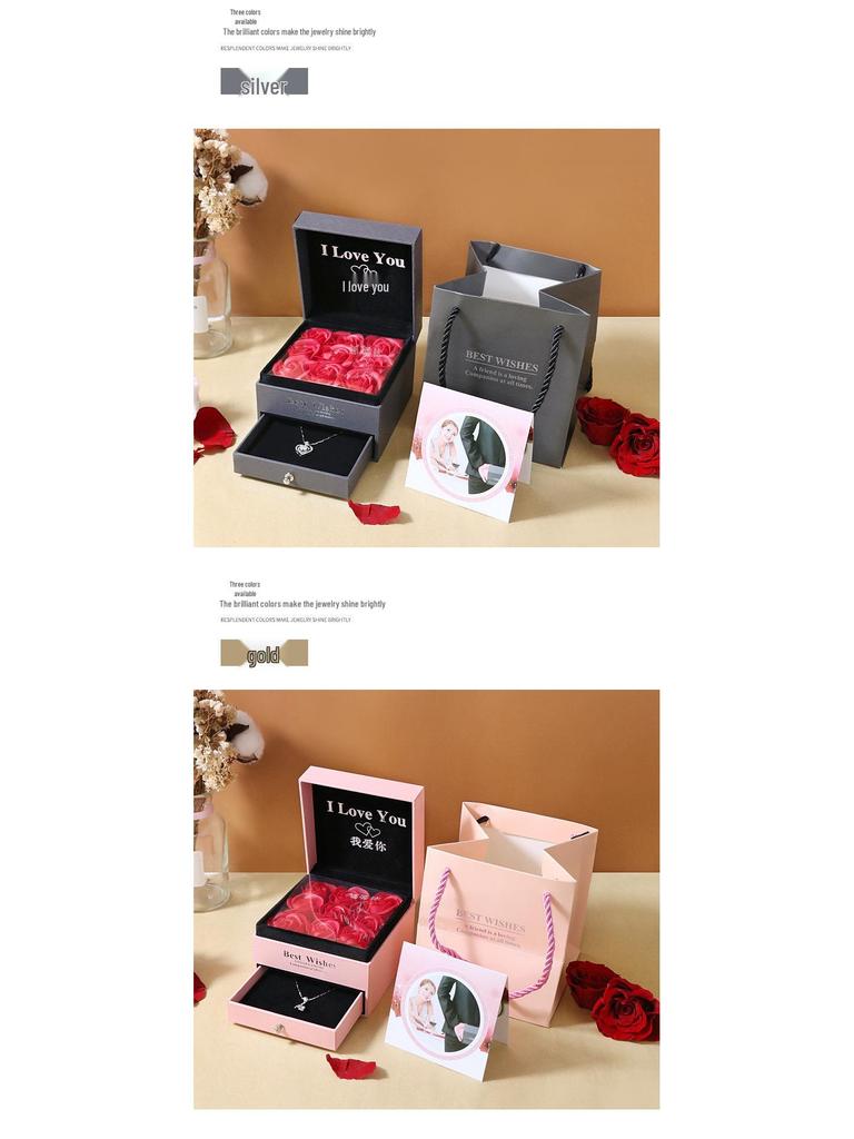 Exquisite Rose Soap Flower Jewelry & Storage Box: For Necklaces, Rings, Lipsticks
