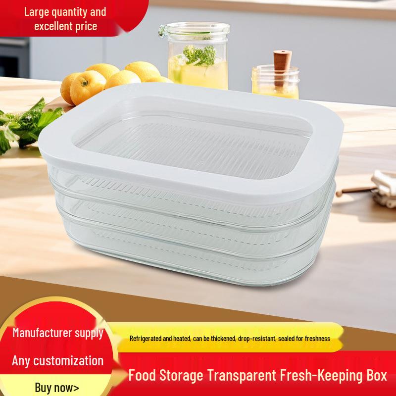 Bacon Meat-Freezer Storage Box: Transparent, Sealed Container for Household Refrigerators