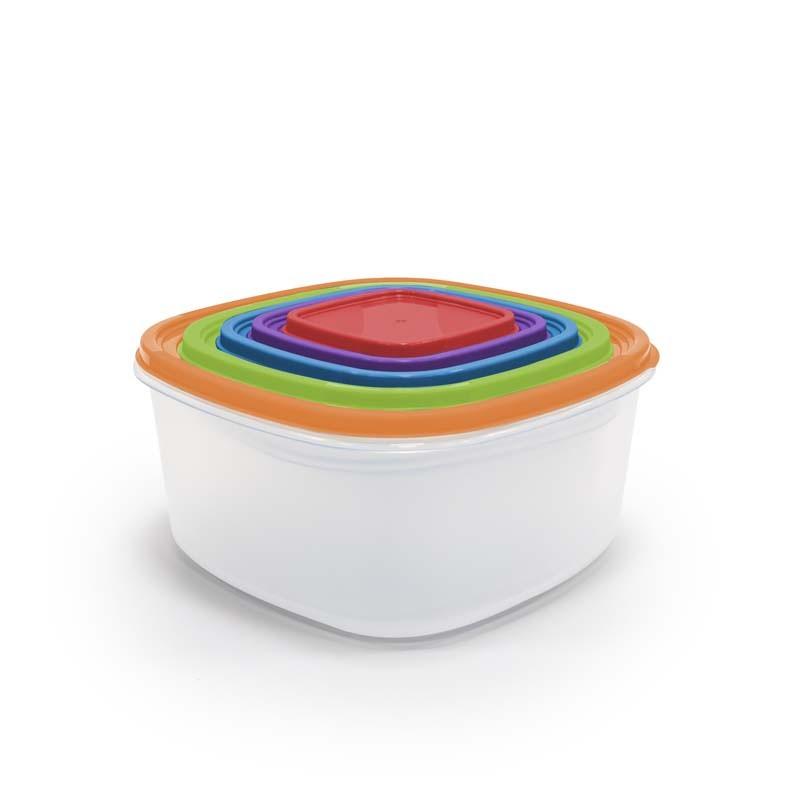 KitchenCook Ktup5c - Multicolour - Set of 5 Food Storage Boxes - Stackable - BPA Free