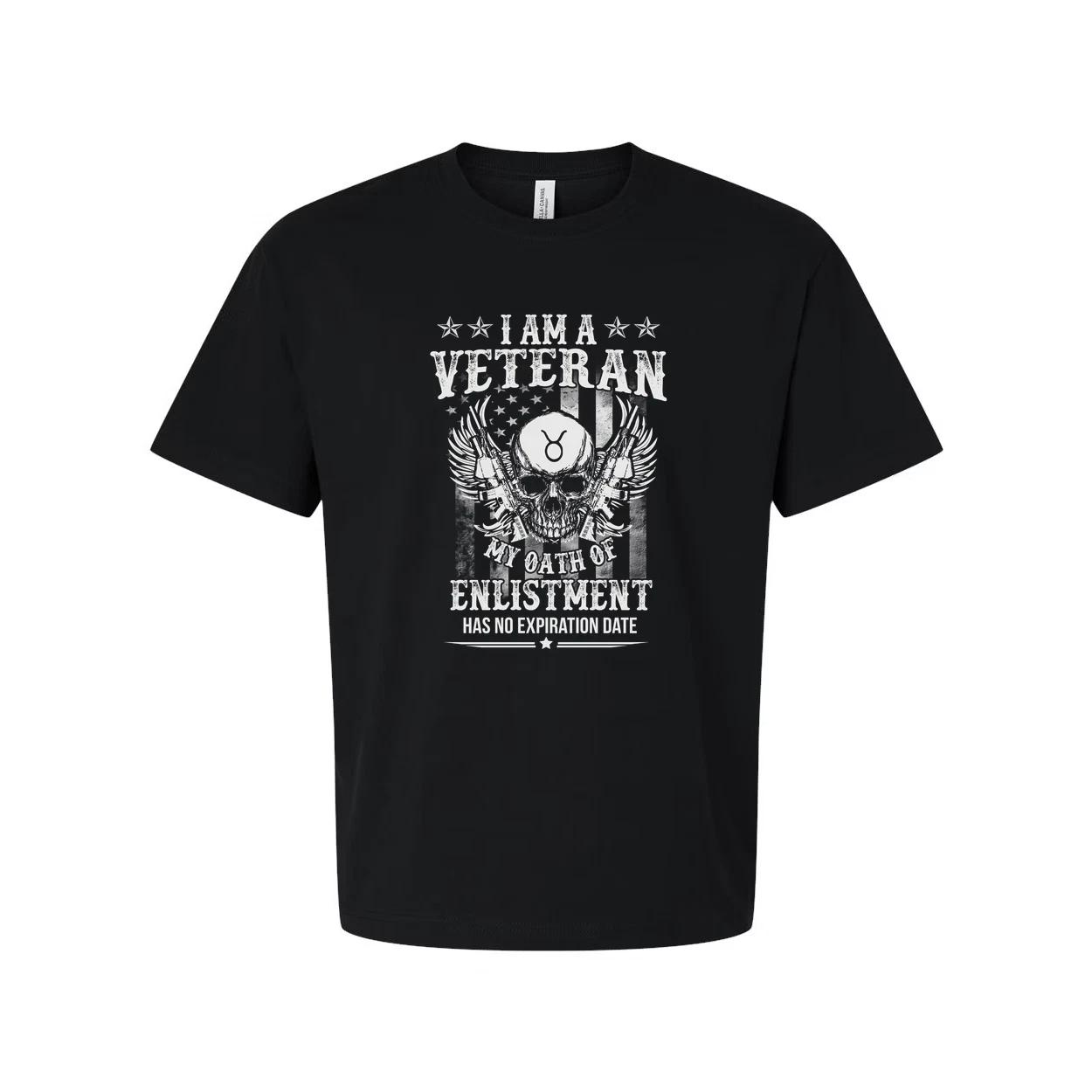 Veteran Graphic T Shirt Unisex With Skull Wings I Am A Veteran My Oath Of Enlist L