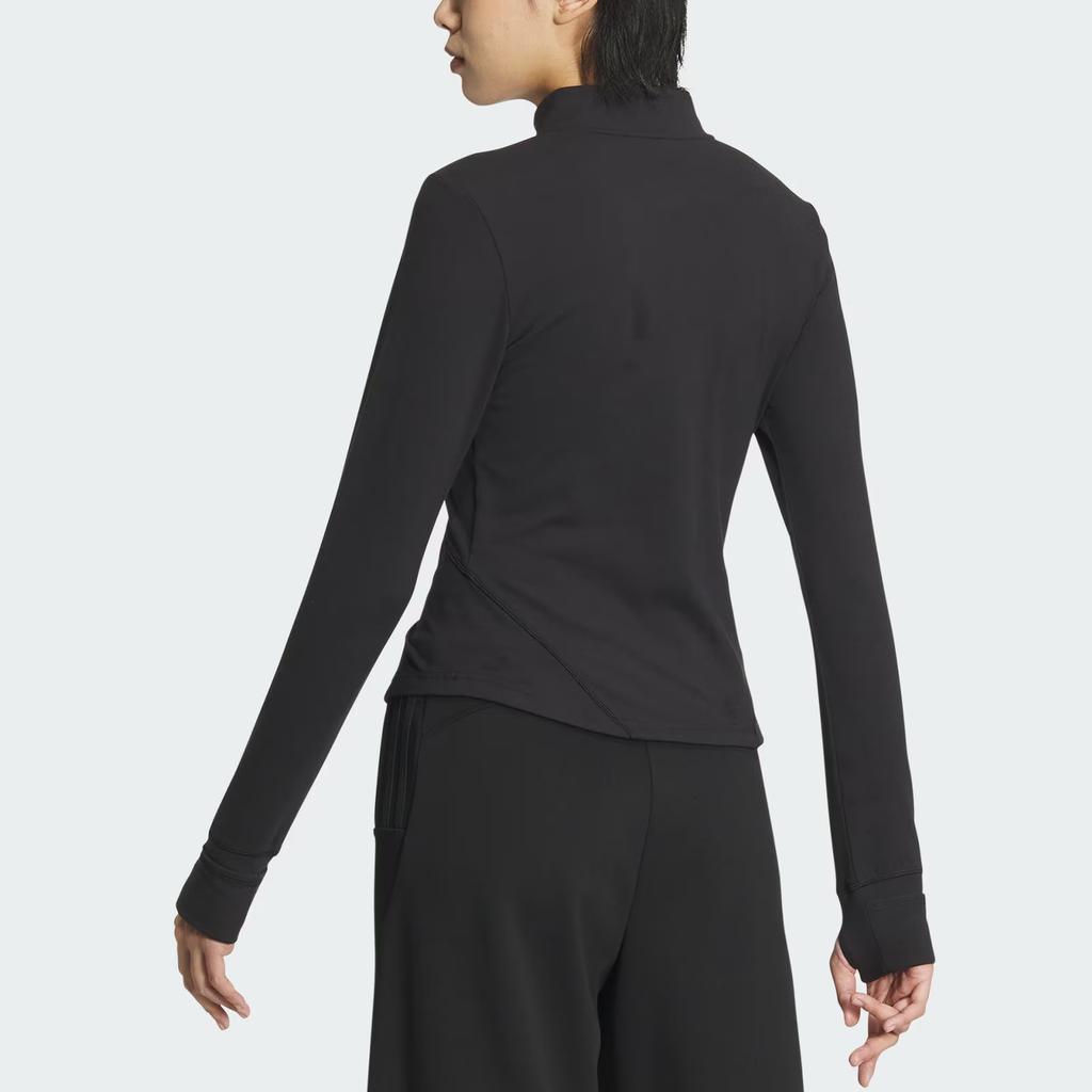 adidas Solid Color Sports Casual Long Sleeve T-Shirt Women Tops Black IY0699
