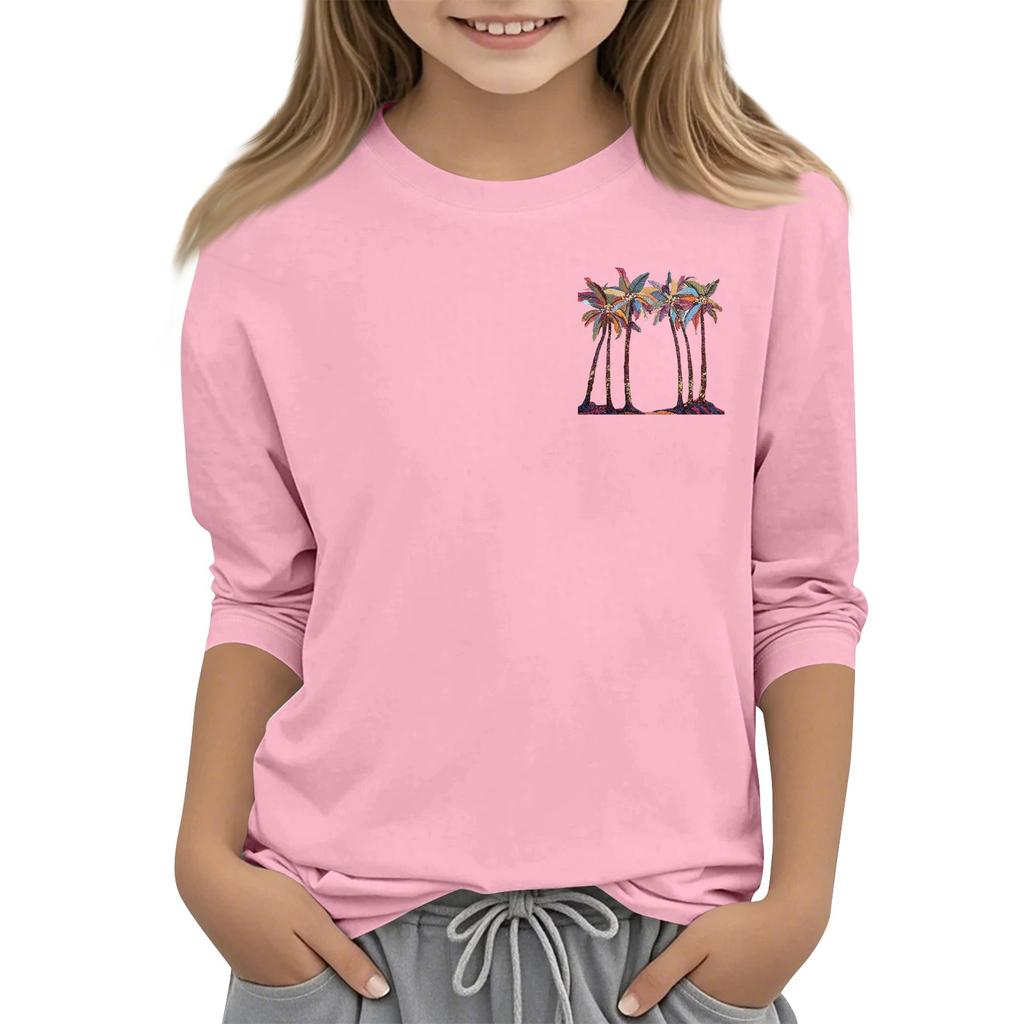 Children's Fashion Printed Round Neck Three-quarter Sleeve Top Casual T-shirt