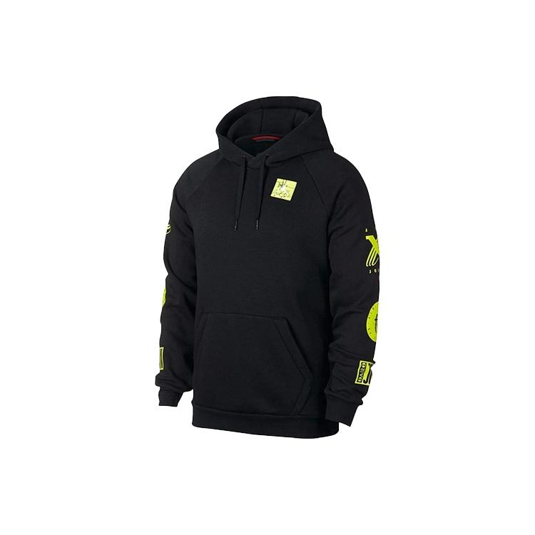 Air Jordan Air logo Printing Fleece Lined Pullover Black Green Men s BQ0298-010 XL