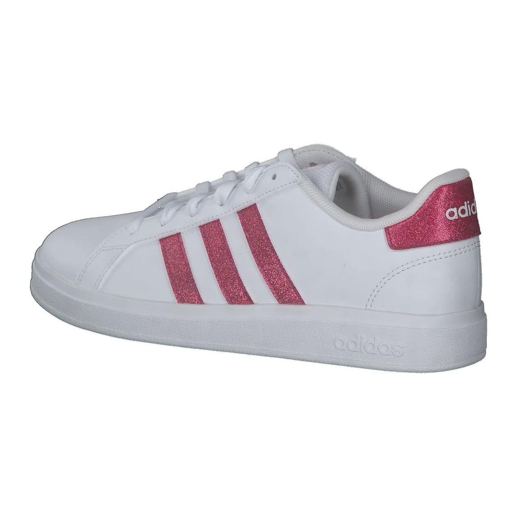 Adidas Grand Court Lifestyle Tennis Sneakers LKK25 Footwear Real White Size Cm Lace-Up Kids, White/Team Magenta/Footwear (GY4764), 19.0