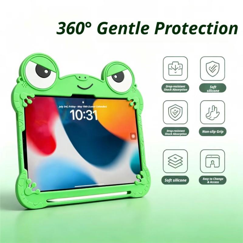 Für iPad Air 11 M2 M3 10. 11. 11. Pro 11 Air 4 5 10.2 8. 9. 9.7 6. Hülle Cartoon Frosch Silikon Kinderhülle