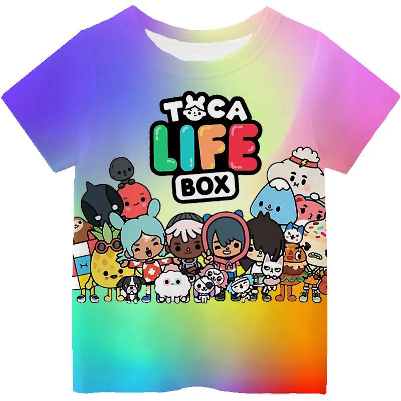 Magliette Cartoon Toca Boca per Bambini Toca Life World Stampa Manica Corta Ragazzi Ragazze Top Casual Streetwear Primavera Estate T-Shirt