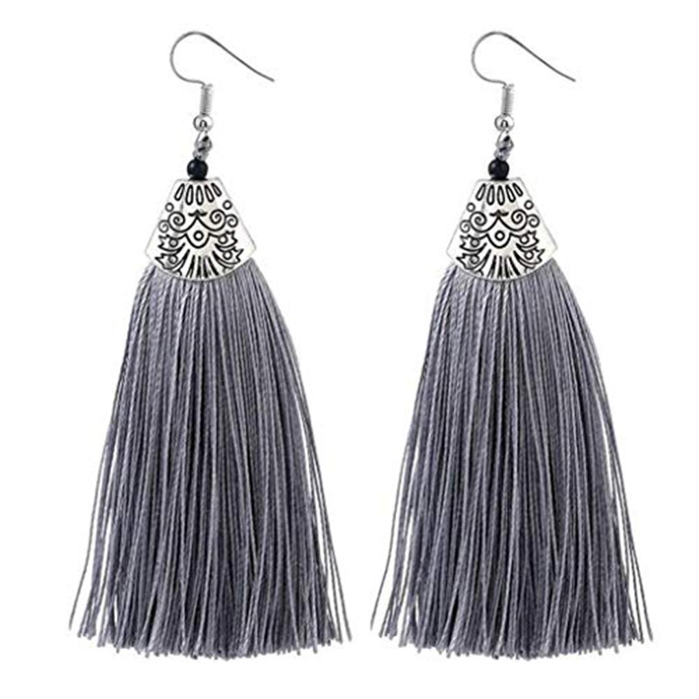 

Fish Mouth Decor Colorful Thread Tassel Dangle Women Bridal Earring Ear Stud