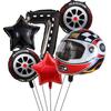 6PCS Motor Helmet Balloon Wheel Tire Racing Balloons Birthday Decor Boys Race Car Dirt Bike Motorcross Hot Wheel Party Supplies