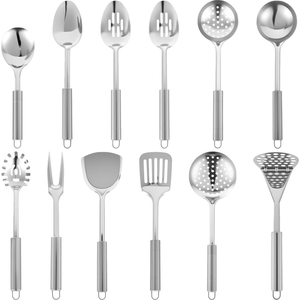 Mutfak Pişirme Gereçleri Seti Paslanmaz Çelik Tencere Tava Spatula Kaşık Süzgeç Sızıntı Küreği Fırınlama Aşçıları İçin Tam Gereç Seti