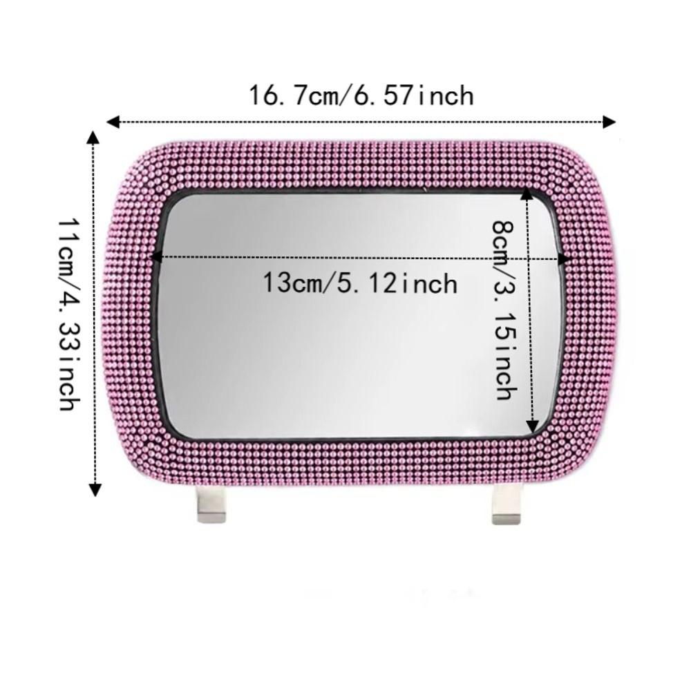 Bling Car Visor Decoration Mirror Crystal Sunshade Rear View Cosmetic Mirror  Travel