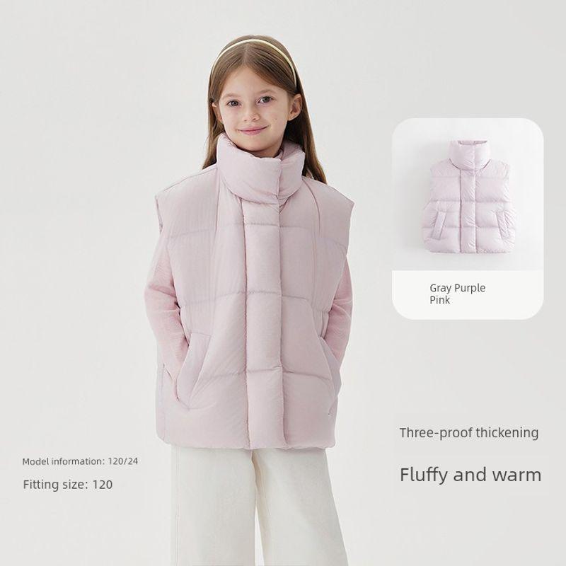 Waterproof, Windproof, and Stain-Resistant Mark Jenny Girls  Stand-Collar Thickened Warm down Vest Children s Red Winter Clothing 231658 Gray Purple Pink 100