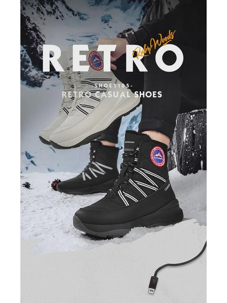 Winter High-Top Snow Boots for Couples - Men's Plus Velvet, Women's Short Style - Cozy, Thick, Warm, Ideal for Outdoor Cold Weather