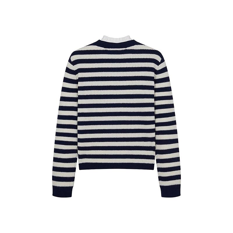 Teenie Weenie Women's Striped Faux Two-Piece Knit Cardigan