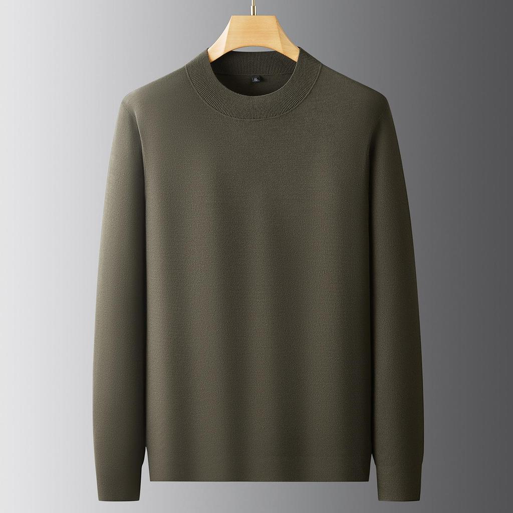 2025 Autumn Men's Plus Size Thick Knit Pure Color Long Sleeve Hoodie
