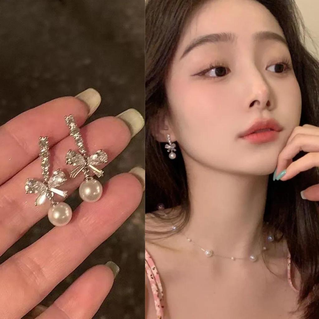 925 Sterling Silver Pearl Tassel Earrings: Elegant Women’s Luxury Drop Earrings for Autumn/Winter.