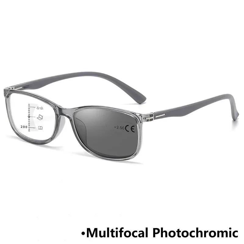 Fashion Square Multifocal Photochromic Reading Glasses Anti Blue Light Glasses Optical Prescription Eyeglasses +1.0 TO +4.0