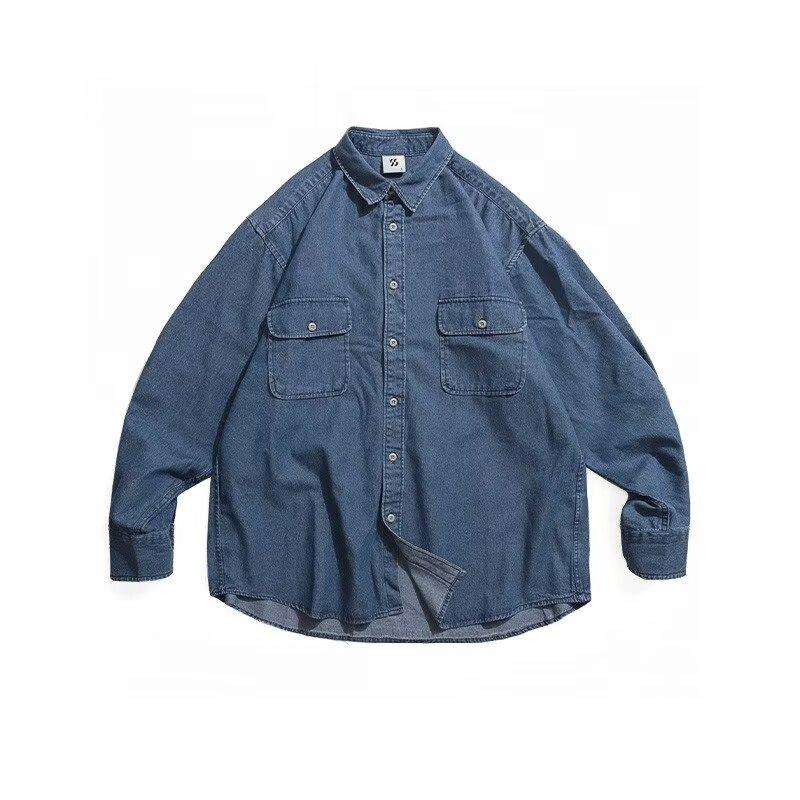 Wiosna i Jesień 2024 Przystojny Płaszcz PU Męski Ins Marka High Street Fashion Styl Hongkoński Japoński Styl Harajuku Styl Koreański Modna Luźna Kurtka