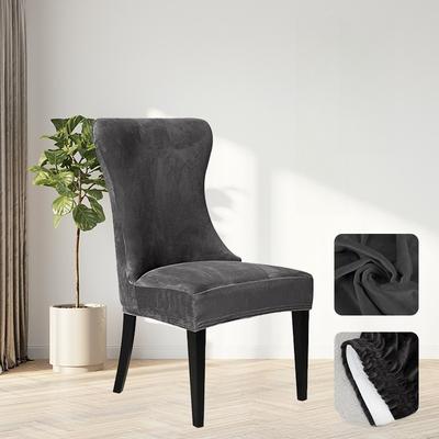 Silver Fox Velvet High Back Curved Chair Covers Seamless Non-Slip Durable Protectors For Home Office Furniture