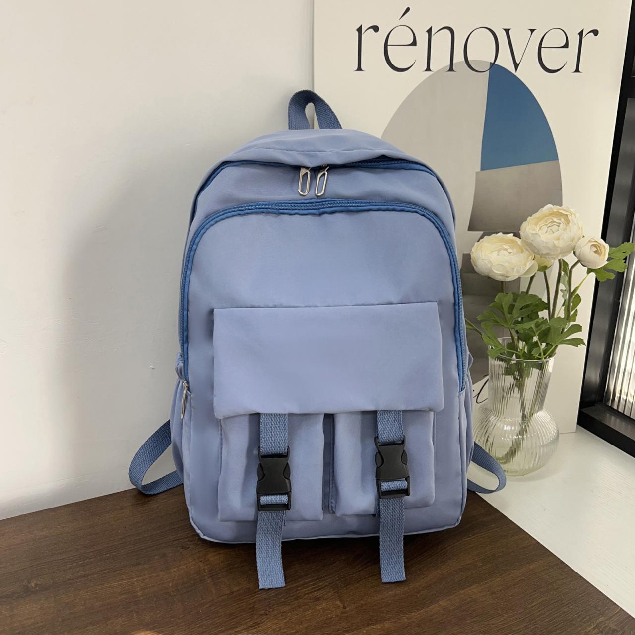 

Студенческая школьная сумка корейской версии, модный и простой японский рюкзак для пары 2024 года, новый легкий рюкзак большой вместимости синий