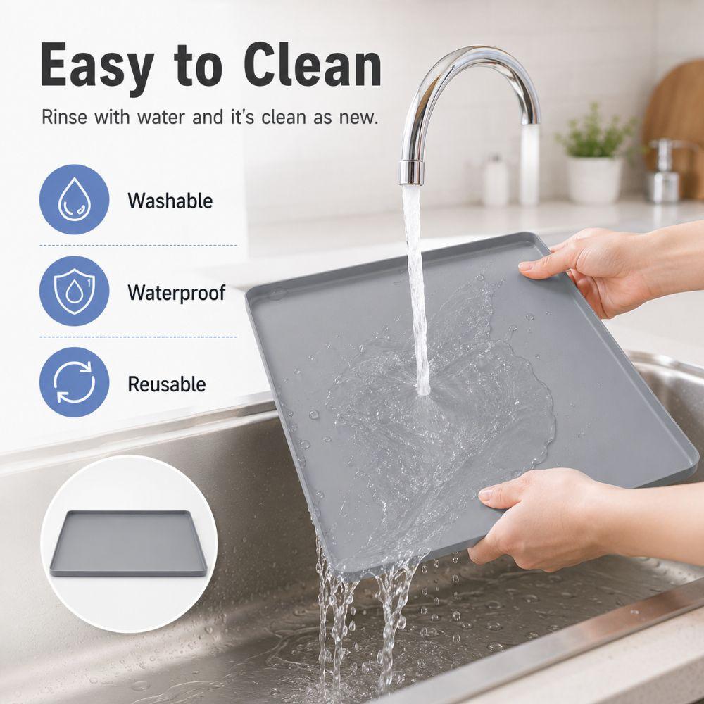 Raised Edge Washing Machine Drain Pan Anti Slip Floor Protector Water Dispenser Mat  Coffee Machine