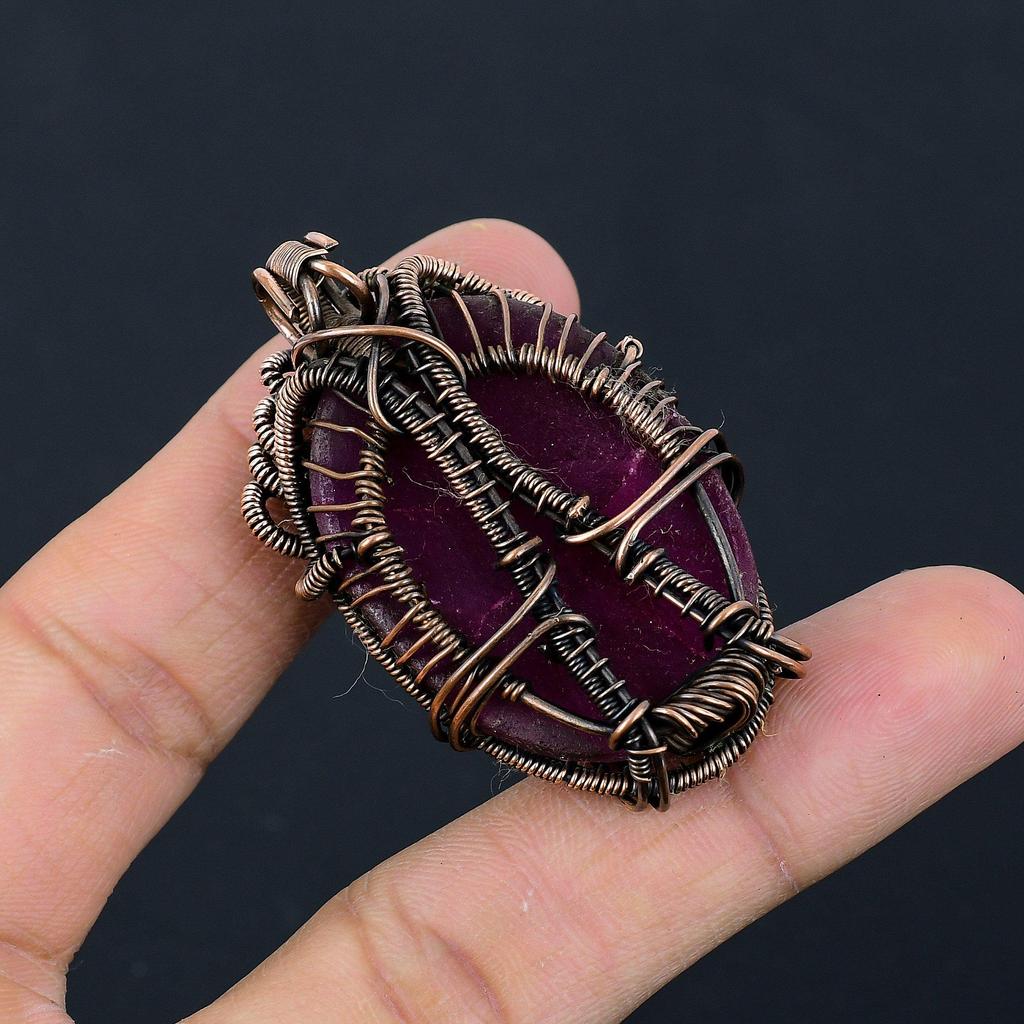 Tree Of Life Ruby Pendant Gemstone Jewelry, 999 Copper Wire Wrapped Handmade Pendant, Latest Design Jewelry