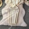 Summer Women Elegant Ruffle Metal Button Office Work Knitted Sheath Sweater Mini Dresses