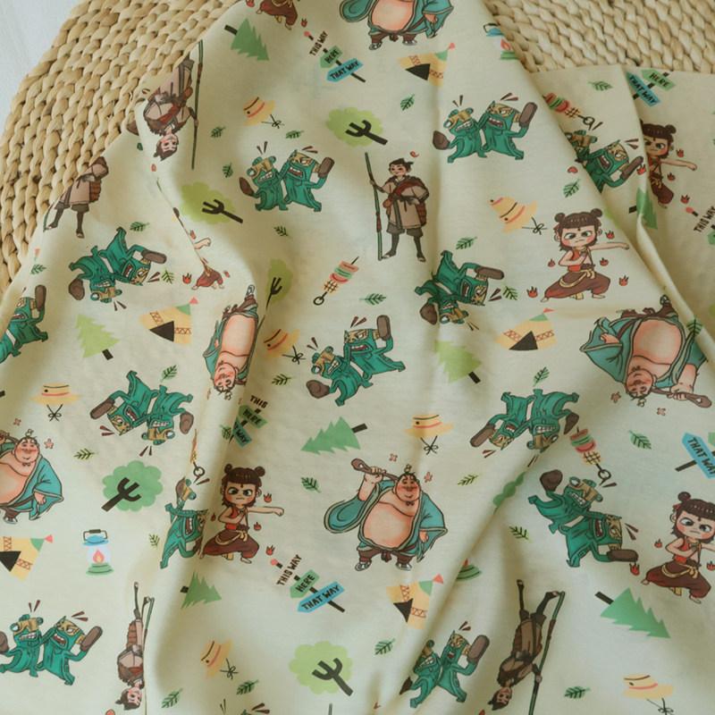 Chinese Style Floral Tencel Linen Fabric Lightweight Printed Cloth for Hanfu Cheongsam Dress Anti Mosquito Pants Garment Mater