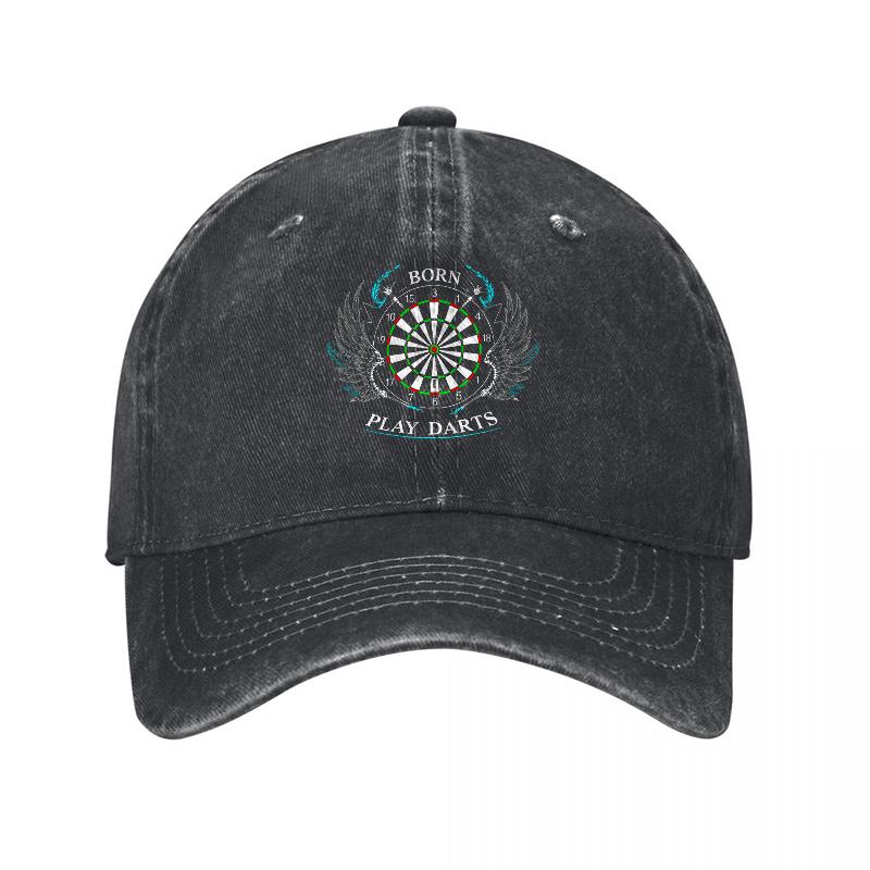 Darts Play Washed Cotton Baseball Cap Unisex Adjustable Hat with Embroidered Logo for Outdoor Sports Casual Wear