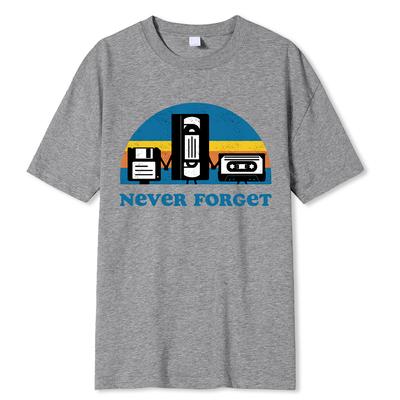 Never Forget The Old Radio Print Tshirt Men Hip Hop Loose T-Shirts Fashion Sweat Tee Clothes Summer 100% Cotton Male Tops O-Neck