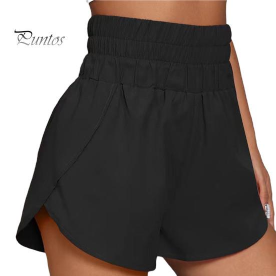 Lady Summer Shorts Women Sports High Elastic Waist Loose Soft Quick Solid Color Dry Breathable Split Hem Jogging Gum Mini