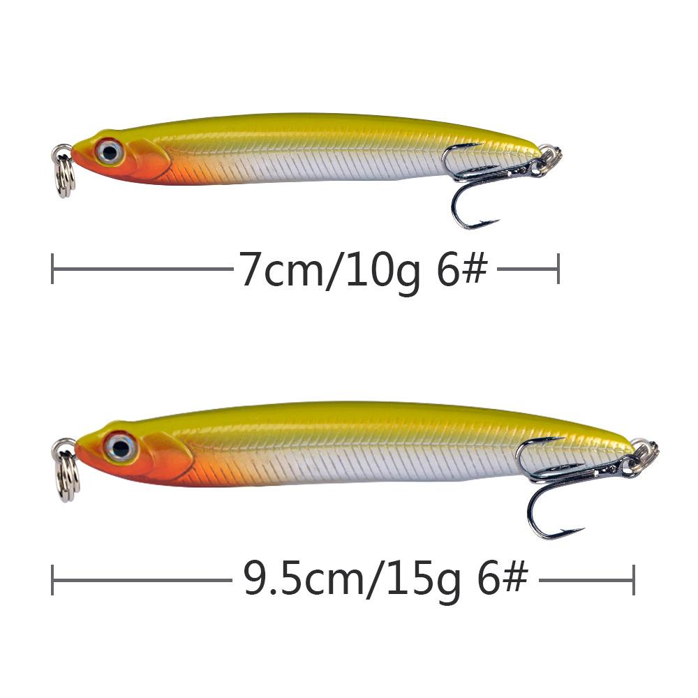 Bullet Head Sinking Pencil Bait Long Casting Lure Fish Shape Hard Bait for Bass Pike Saltwater Freshwater Fishing with 3D Eyes and Sharp Hooks
