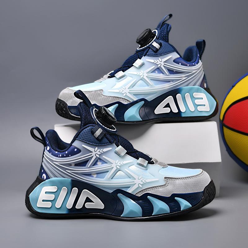 2025 New Spring Leather Children's Basketball Shoes Boys' Shoes Non-slip Sports Shoes Medium and Older Children's Wear-resistant Running Shoes