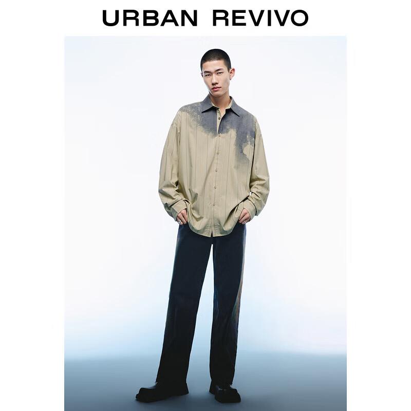 UR 2024 Men s Color-Block Striped Lapel Shirt L